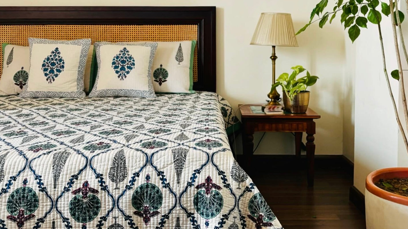 Straight line quilted bedcovers