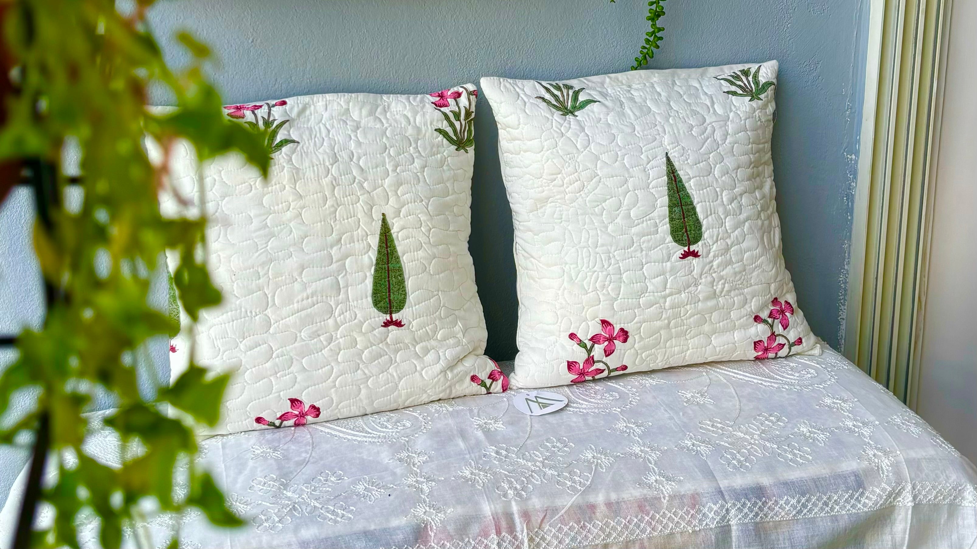 Pure cotton quilted cushion covers