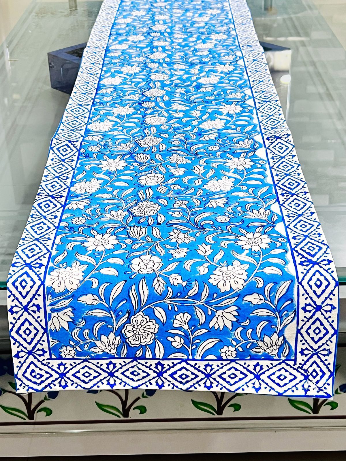 Canvas cotton table runner for 4/6 seater dining table