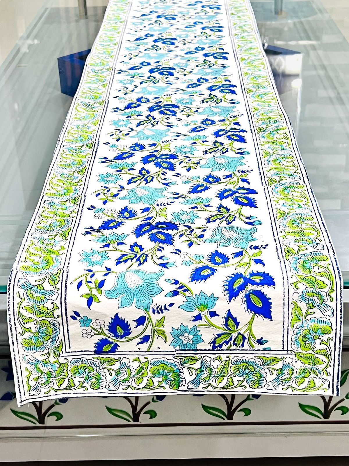 Canvas cotton table runner for 4/6 seater dining table