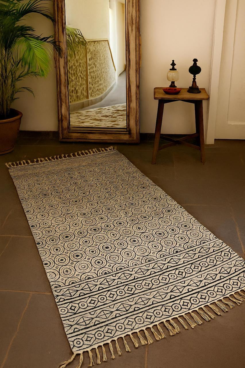 Handmade hand-block printed rugs (3x5 feet)