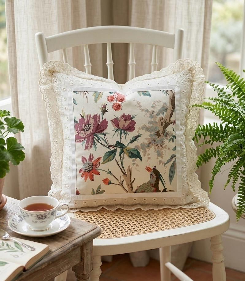 Pure cotton laced cushion covers - set of 2