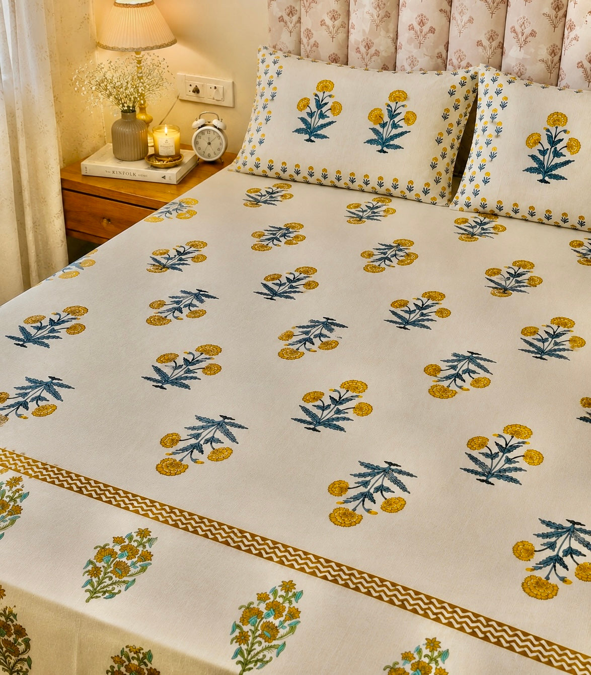 Pure cotton king size bedsheets with 2 pillow covers (95x108 and 100x108 inches)