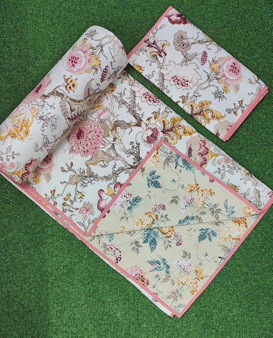 Pure cotton quilted bedcovers with two quilted pillow covers (90x108 inches)