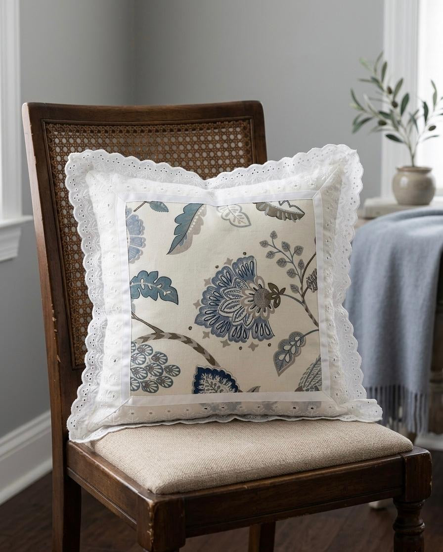 Pure cotton laced cushion covers - set of 2
