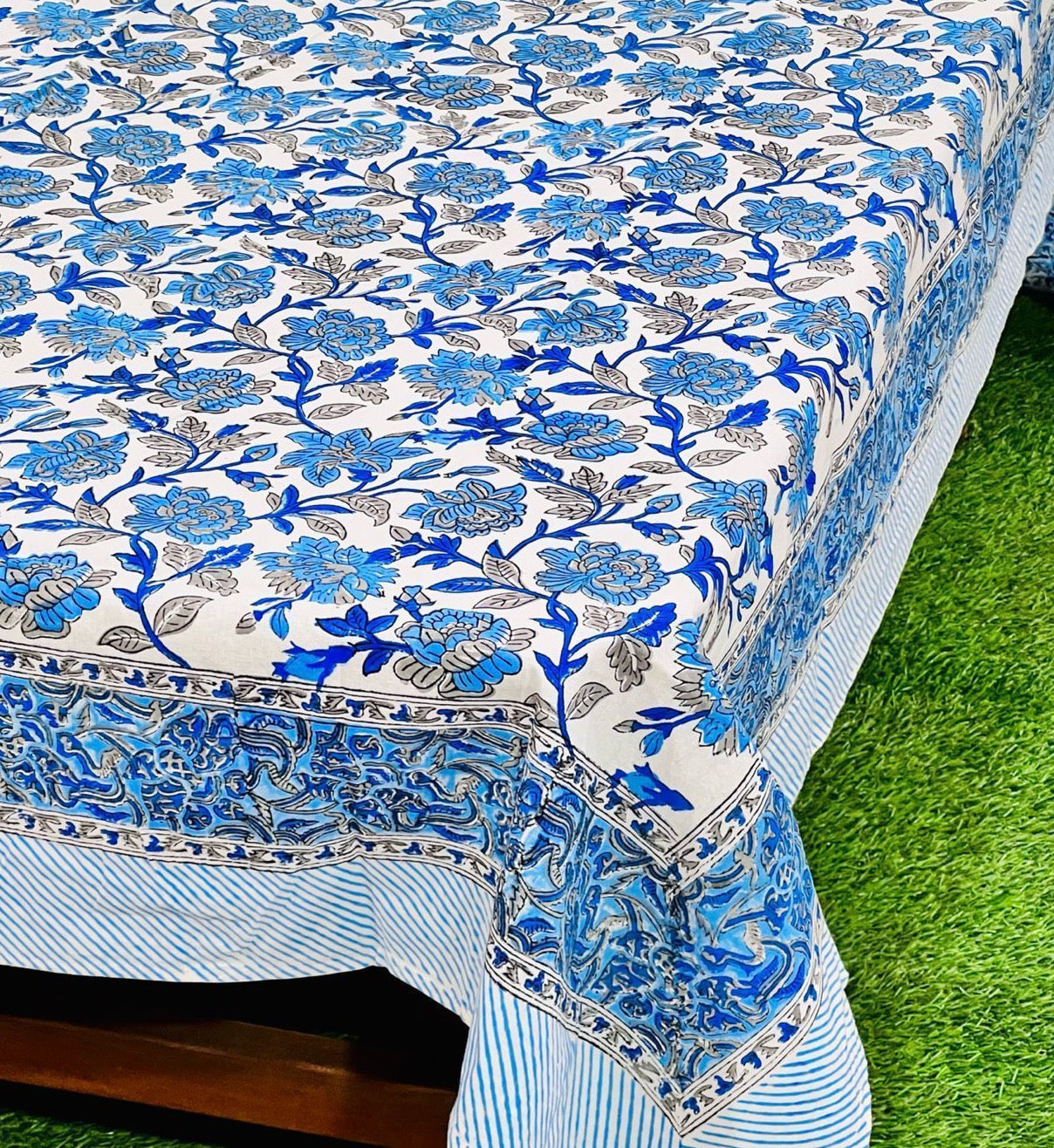 Pure cotton hand-block printed table covers for 4/6 seater dining tables (60x90 inches)