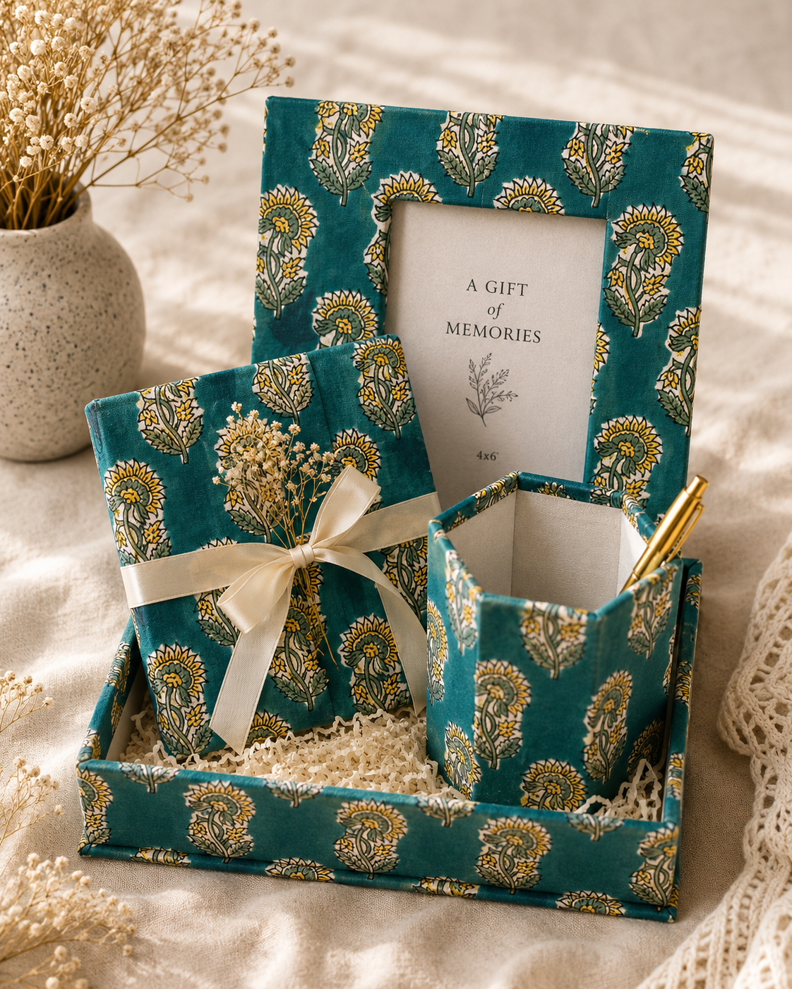 5 piece hand block printed gift combo