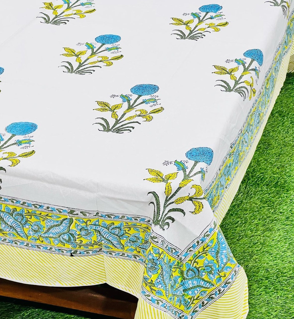 Pure cotton hand-block printed table covers for 4/6 seater dining tables (60x90 inches)