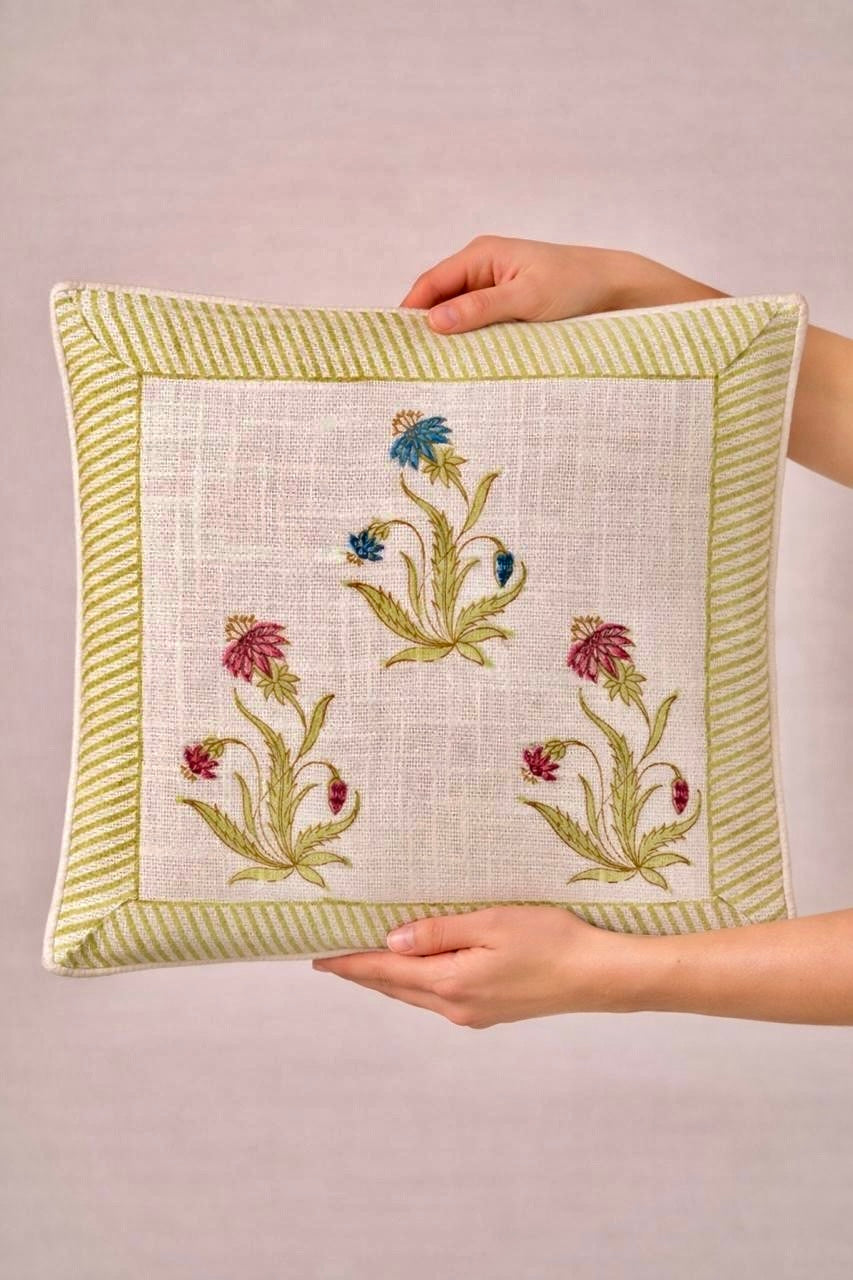 Pure tnt jute textured cotton cushion covers 16x16 inches (set of 5)