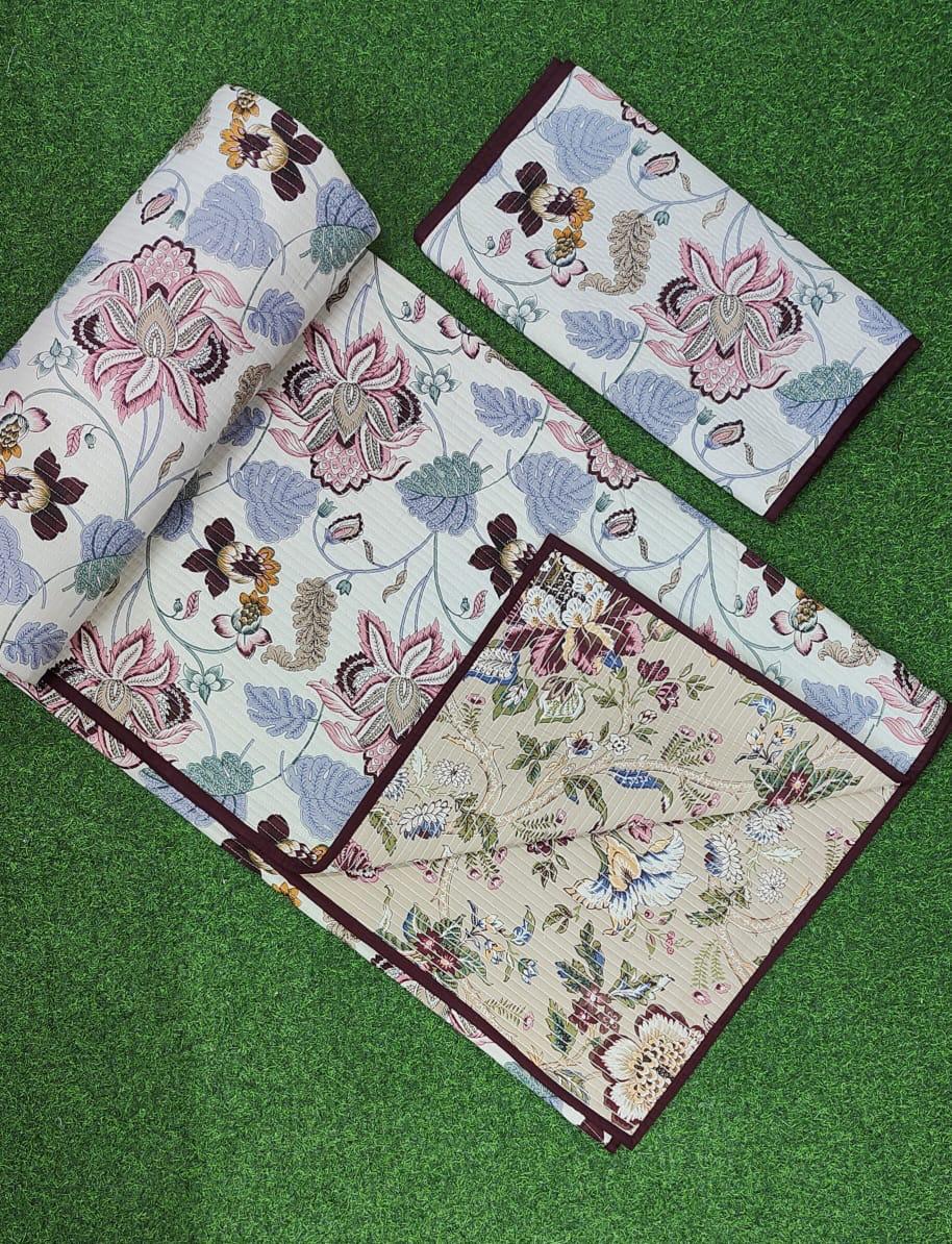 Pure cotton quilted bedcovers with two quilted pillow covers (90x108 inches)