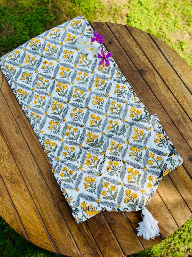 Pure cotton quilted table runners for 4 and 6 seater dining tables (13x72 inches) offer