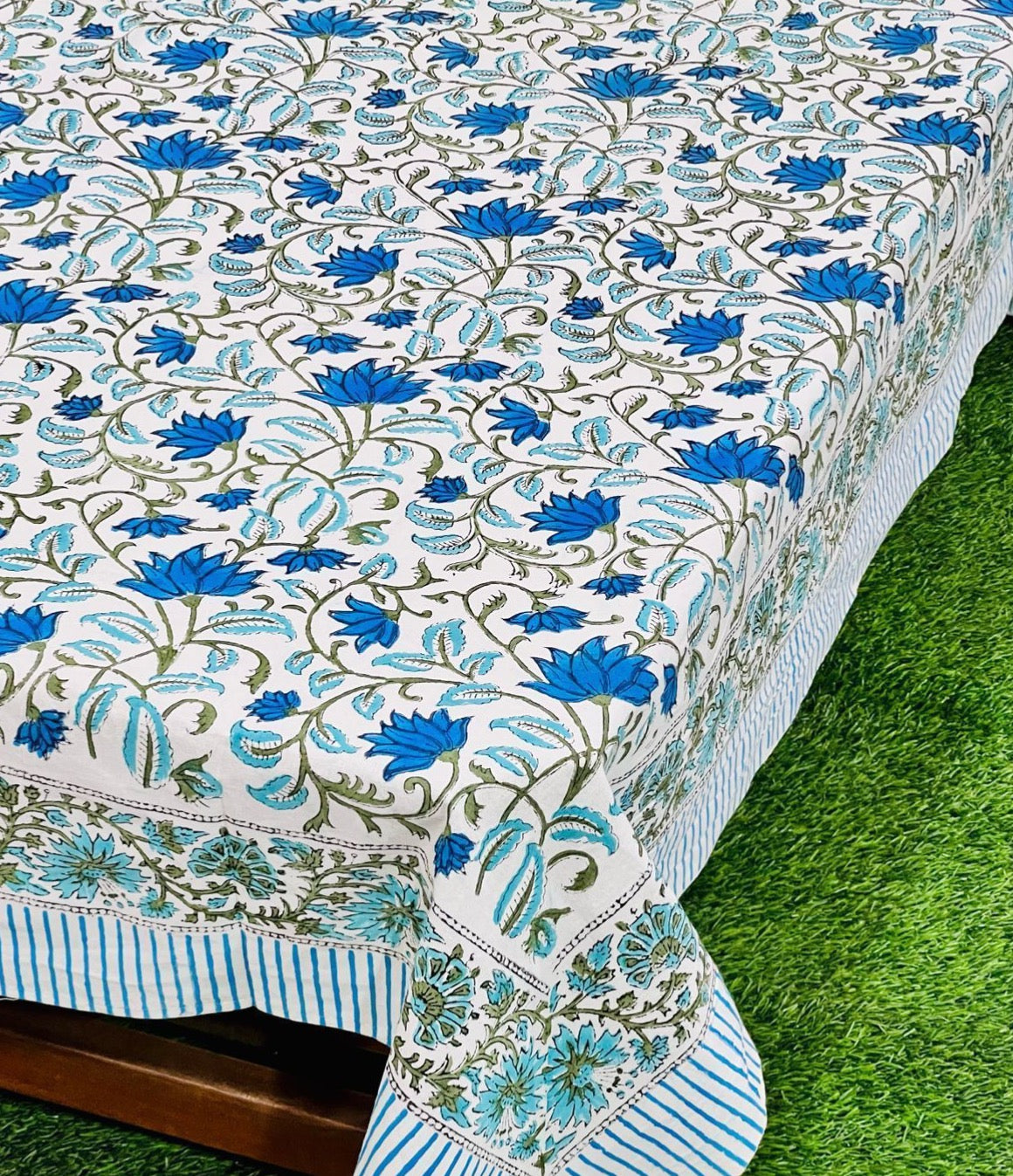 Pure cotton hand-block printed table covers for 4/6 seater dining tables (60x90 inches)