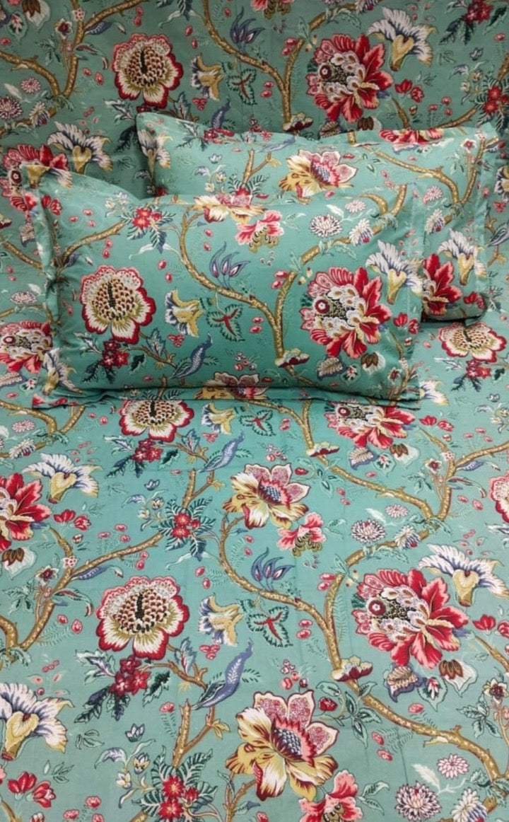 Pure cotton king size bedsheets with two pillow covers for queen and king size beds (100x108 inches) offer