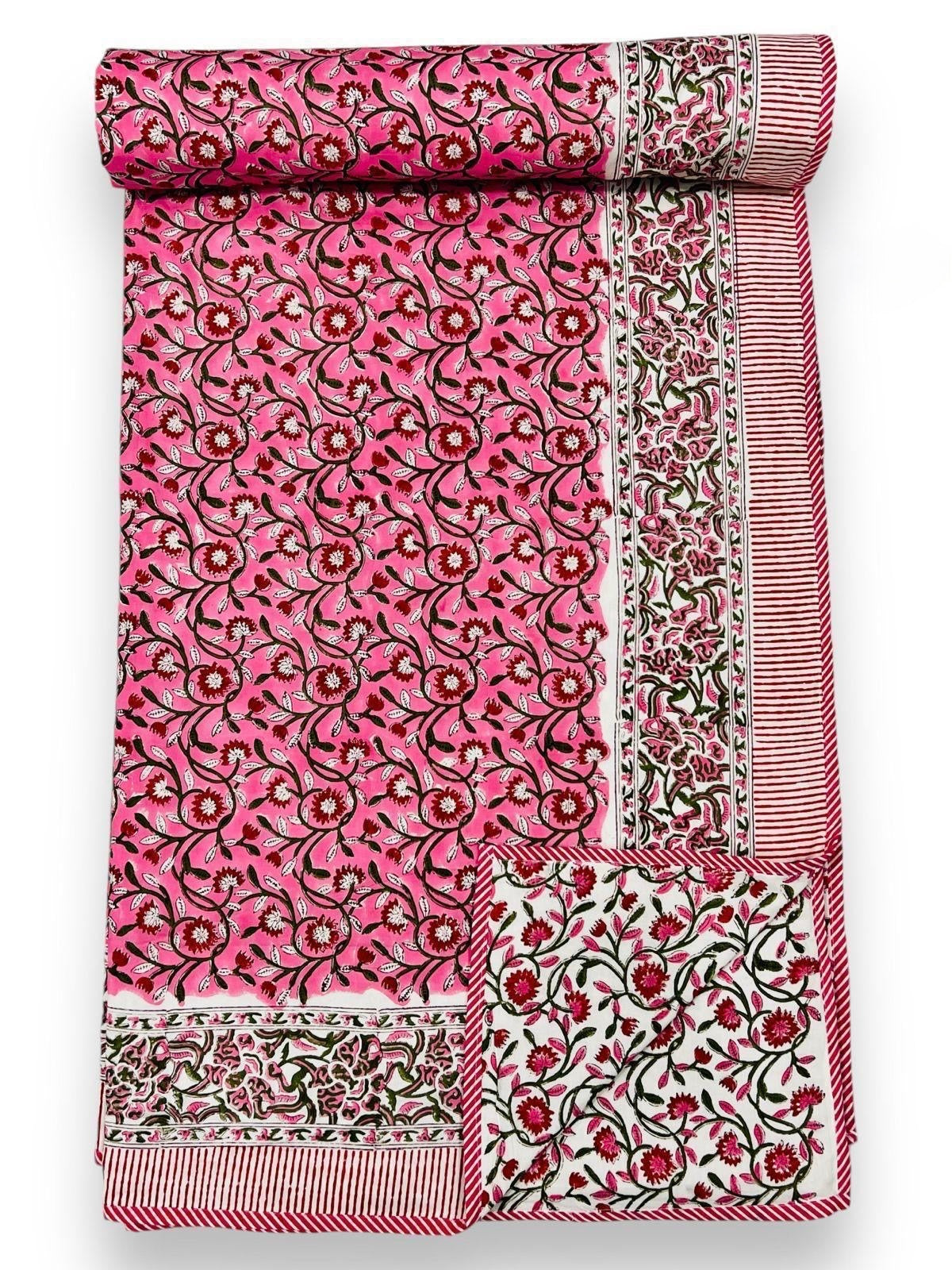 Handblock printed pure mulmul cotton all weather double dohars (90x108 inches)