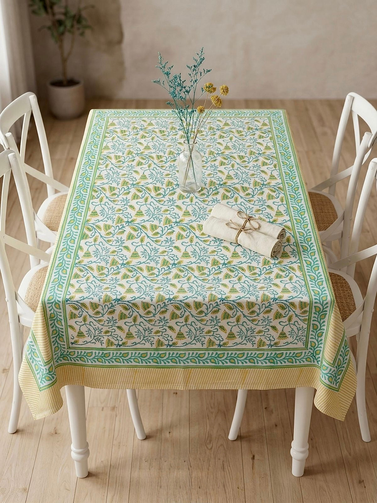 Pure cotton hand-block printed 2 seater square table cover (45x45 inches)