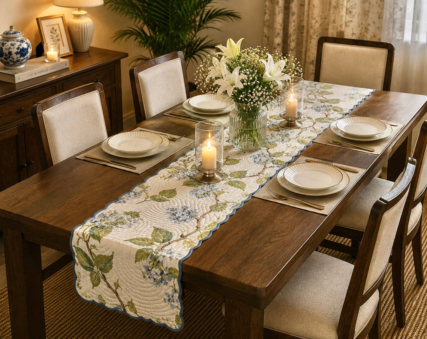Pure cotton quilted table runners for 4 and 6 seater dining tables