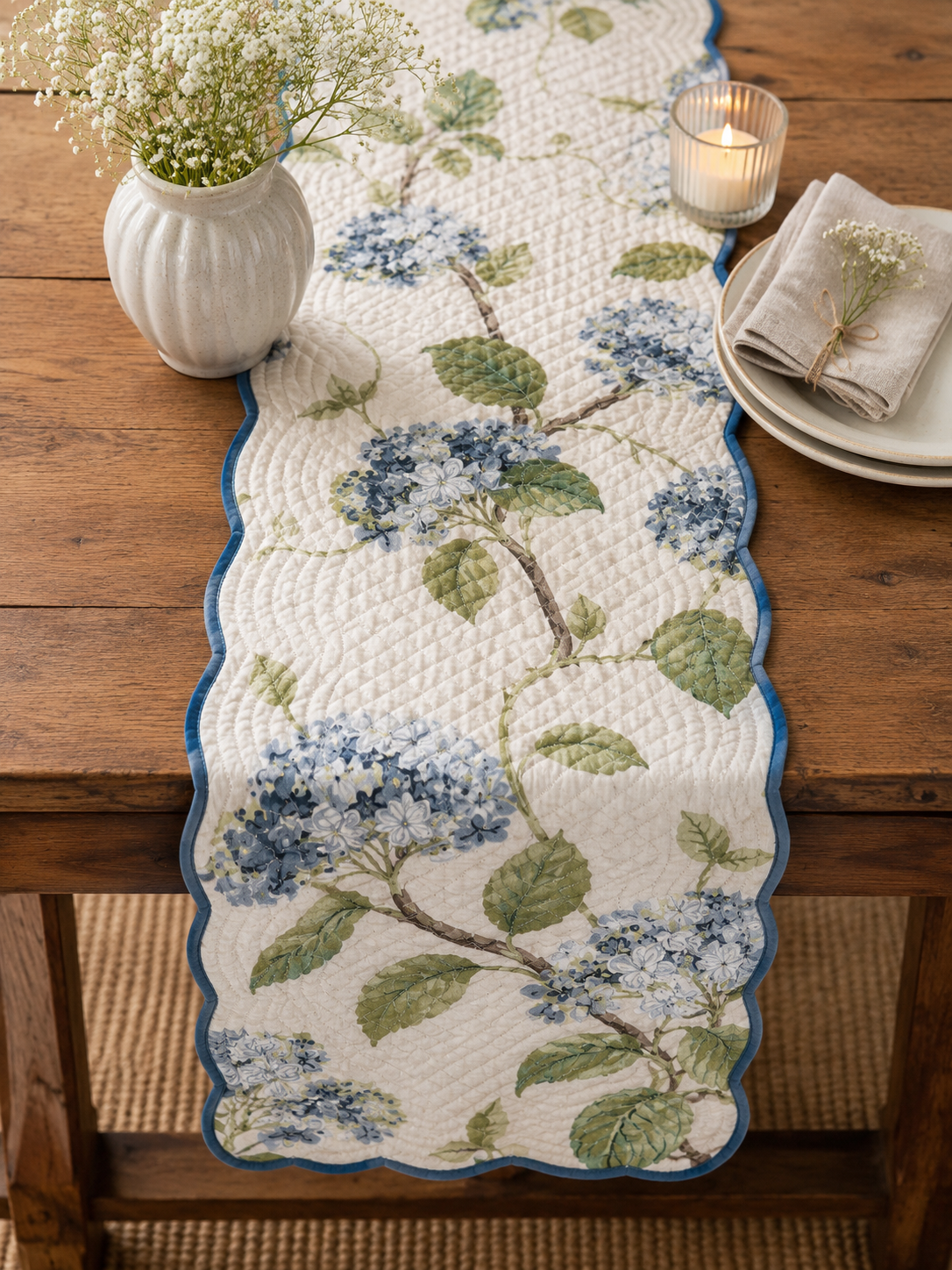 Pure cotton quilted table runners for 4 and 6 seater dining tables