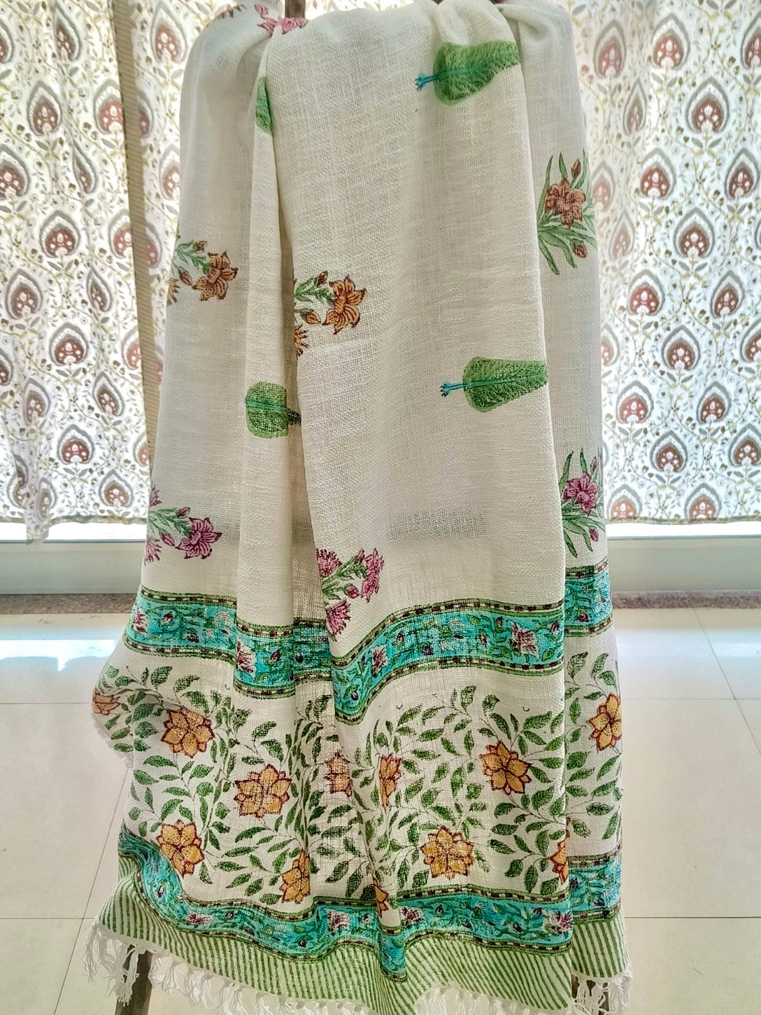 Pure cotton TNT slub hand-block printed sofa throws (50x72 inches)