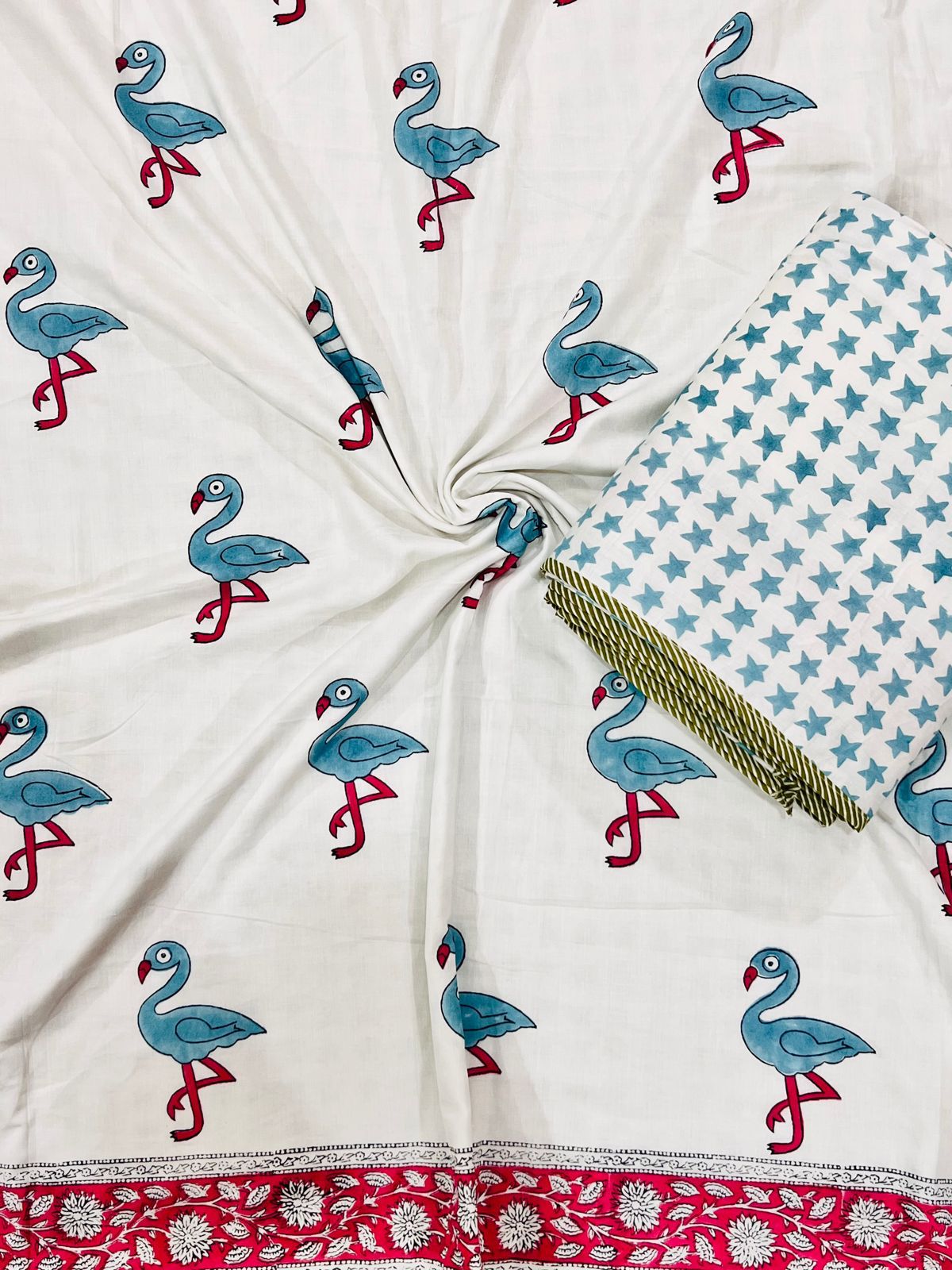 Handblock printed premium mulmul cotton kids single dohar (60x90 inches)