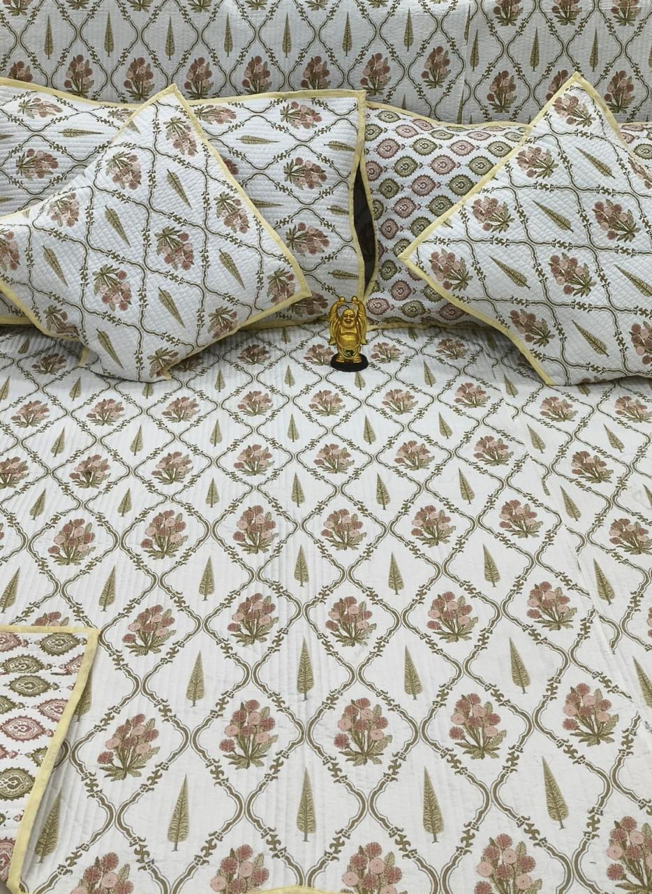 Pure cotton Quilted bedcover 5 piece bedding sets