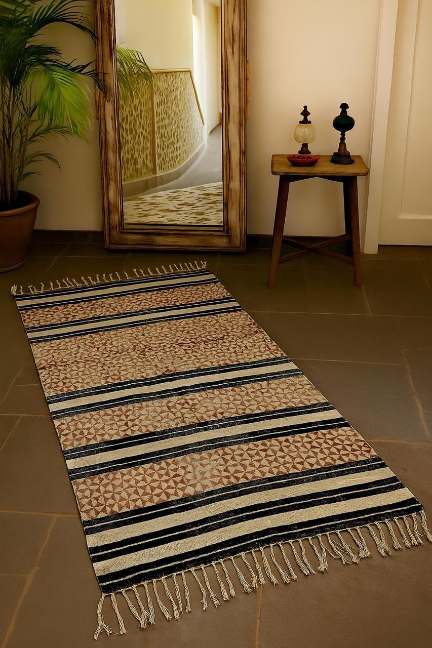 Handmade hand-block printed rugs (3x5 feet)
