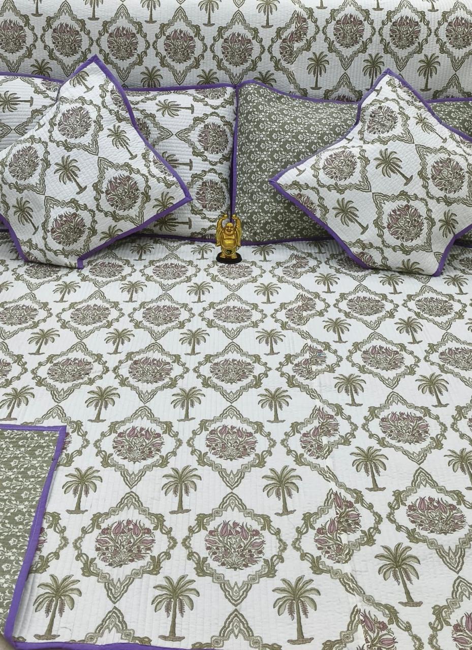 Pure cotton Quilted bedcover 5 piece bedding sets
