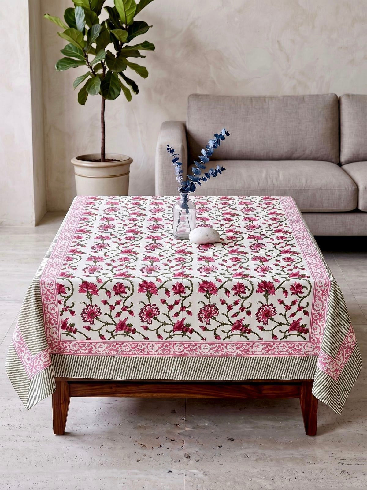 Pure cotton hand-block printed center table/ 4 seater dining table(40x60 inches)