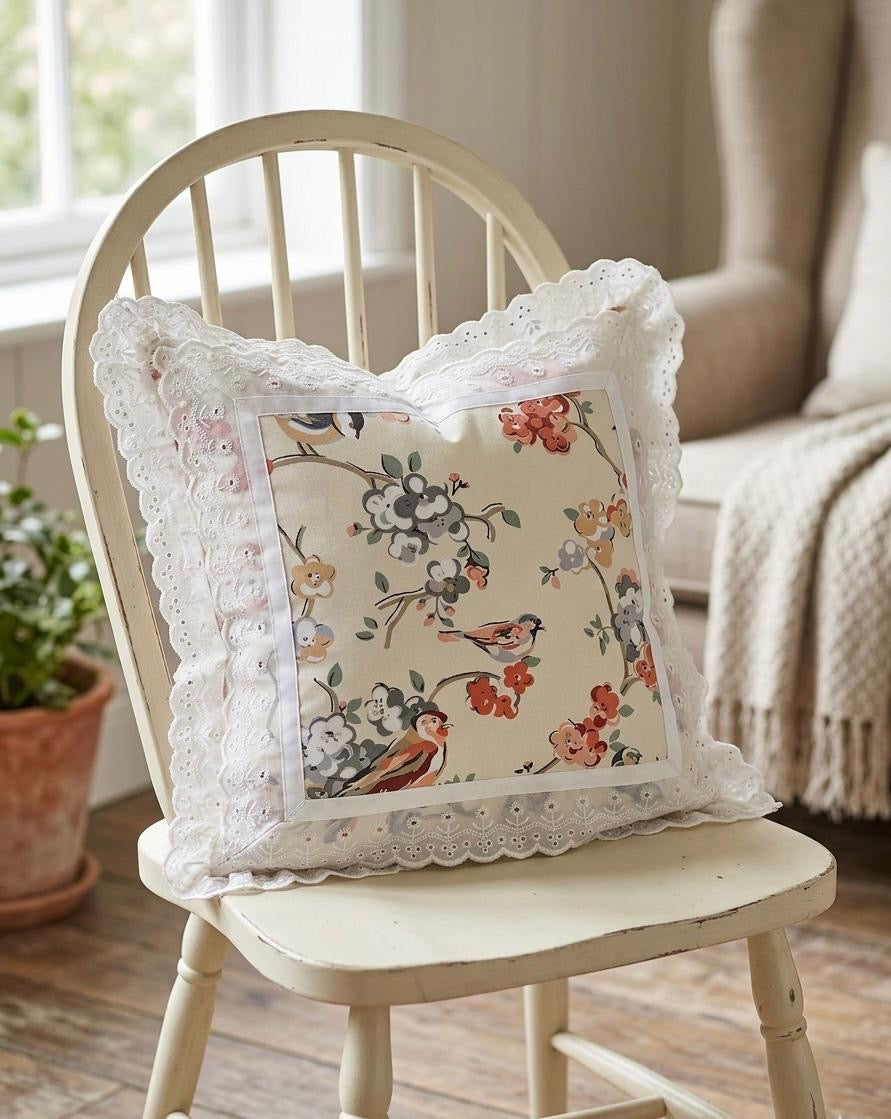 Pure cotton laced cushion covers - set of 2