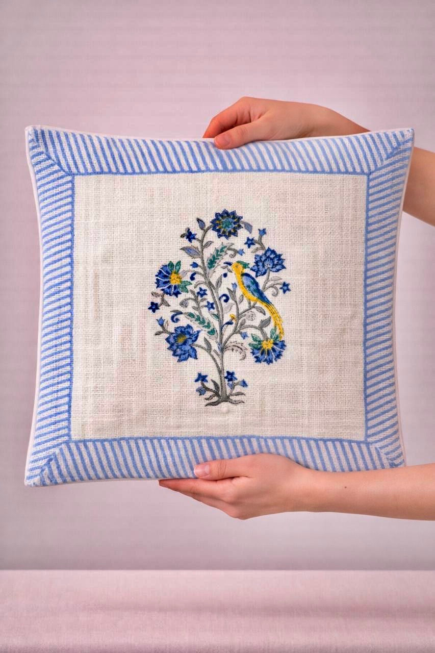 Pure tnt jute textured cotton cushion covers 16x16 inches (set of 5)