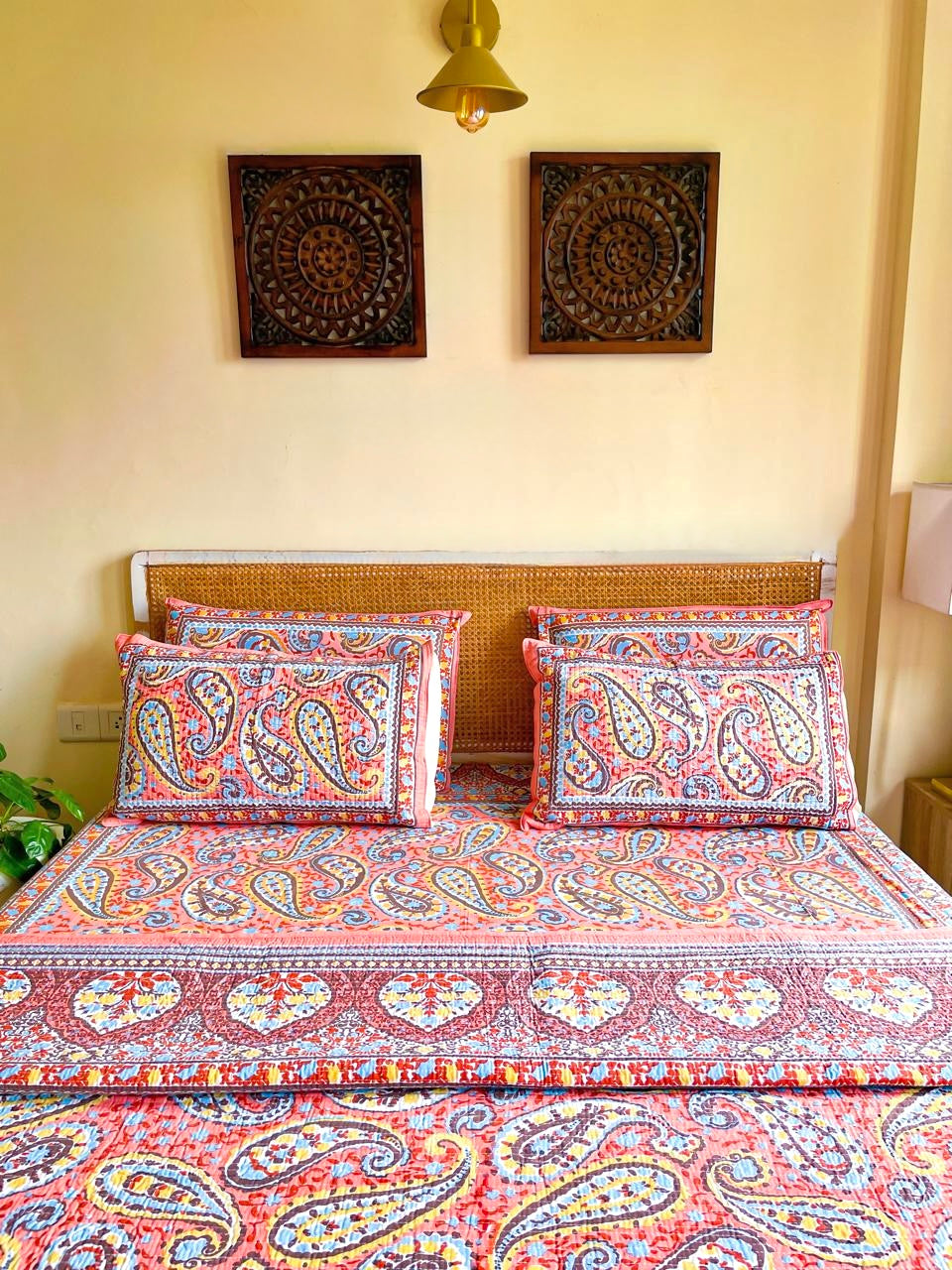 Pure cotton quilted bedcovers with two quilted pillow covers (90x108 inches)
