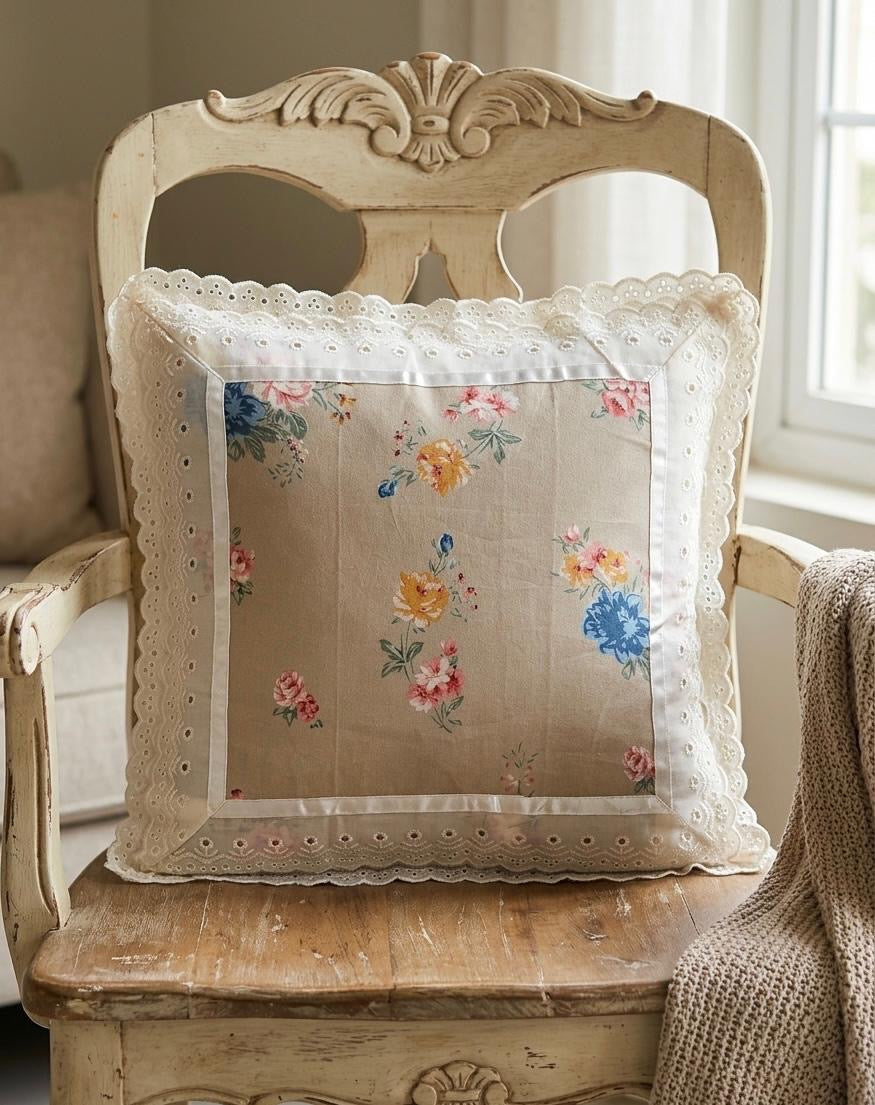 Pure cotton laced cushion covers - set of 2