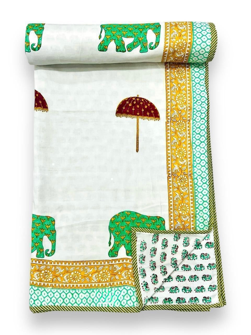 Handblock printed pure mulmul cotton all weather double dohars (90x108 inches)