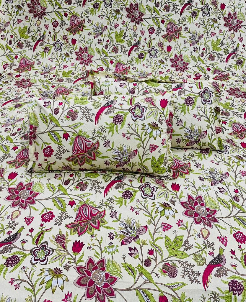 Pure cotton bedsheets double bedsheets with two pillow covers 100x108 inches