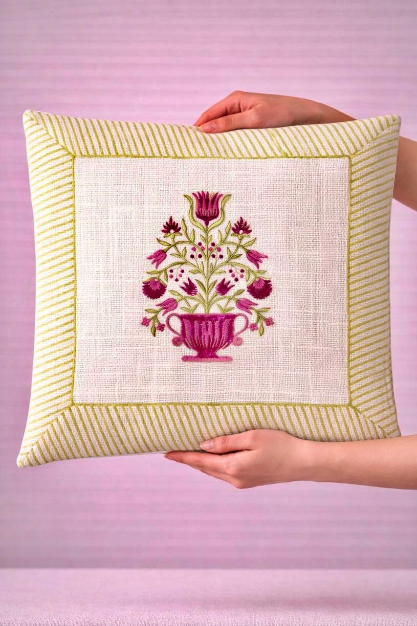 Pure tnt jute textured cotton cushion covers 16x16 inches (set of 5)