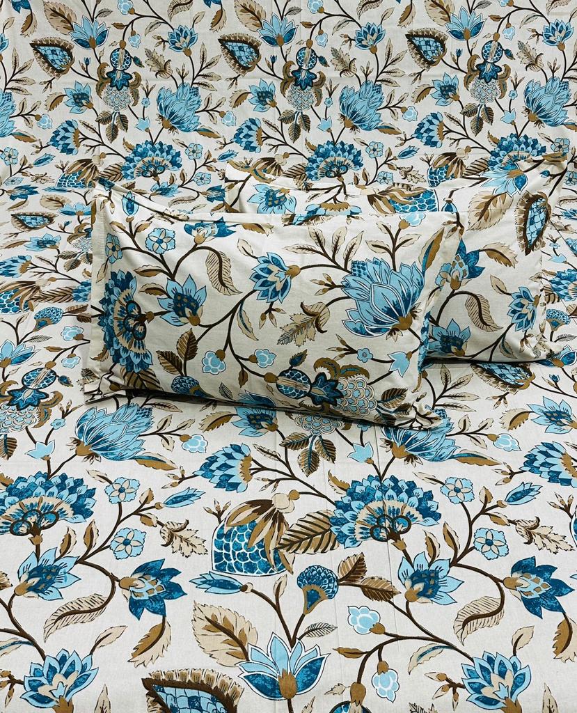 Pure cotton bedsheets double bedsheets with two pillow covers 100x108 inches