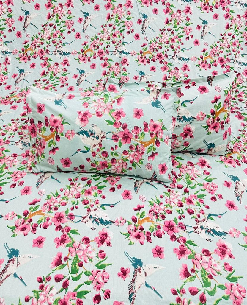 Pure cotton bedsheets double bedsheets with two pillow covers 100x108 inches