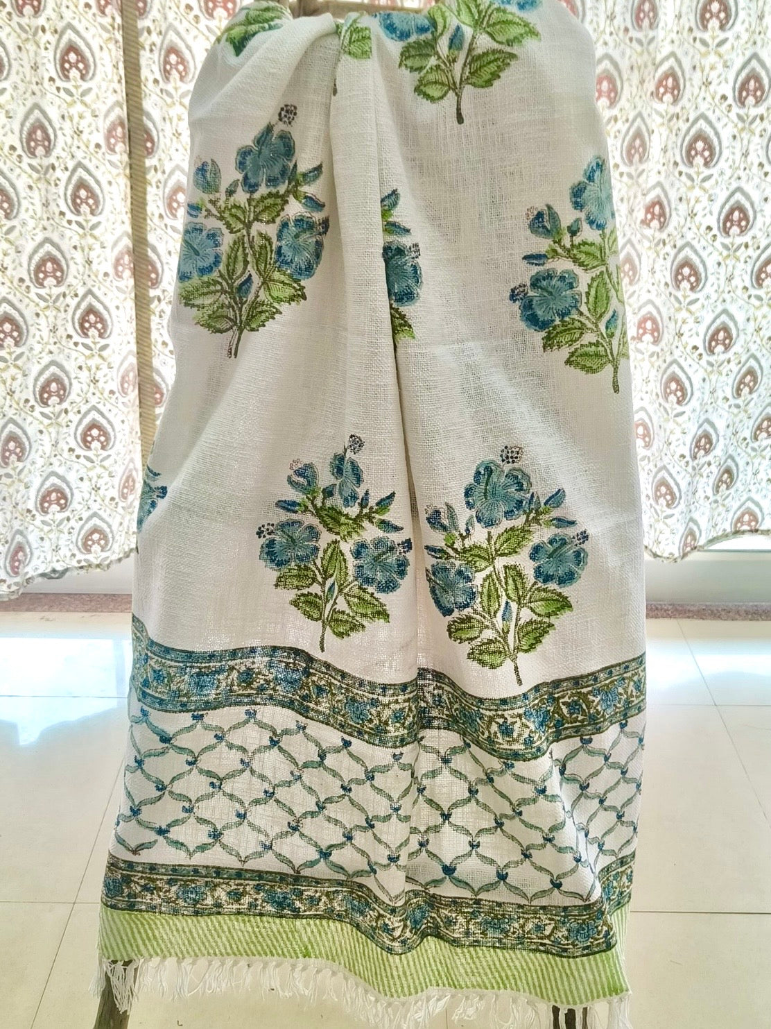 Pure cotton TNT slub hand-block printed sofa throws (50x72 inches)