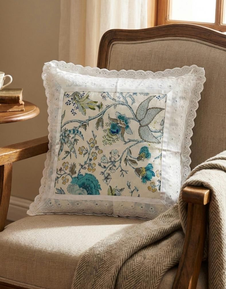 Pure cotton laced cushion covers - set of 2