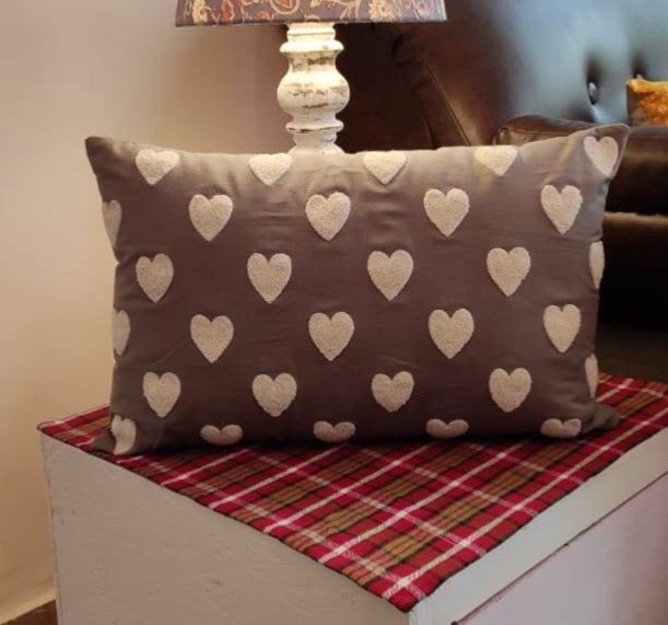 Brown Hearts of hearts rectangular cushion cover (30x50 cms)