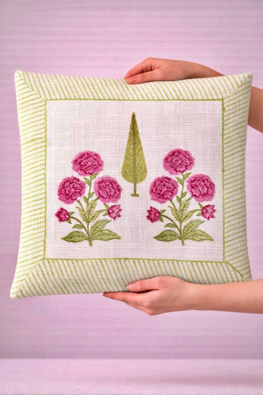 Pure tnt jute textured cotton cushion covers 16x16 inches (set of 5)
