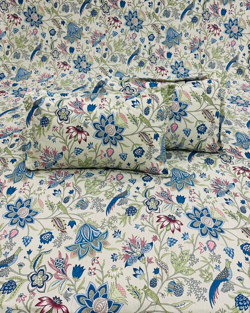 Pure cotton bedsheets double bedsheets with two pillow covers 100x108 inches