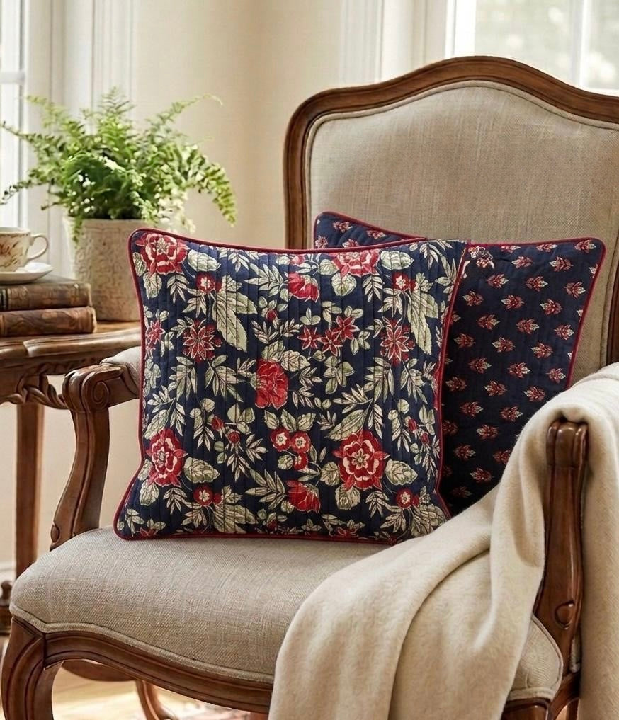 Pure cotton quilted Ajrakh cushion covers 16x16 inches (Set of 5)