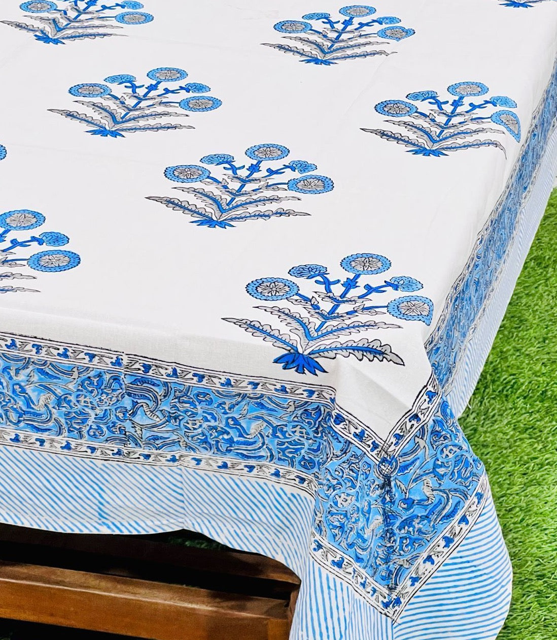 Pure cotton hand-block printed table covers for 4/6 seater dining tables (60x90 inches)