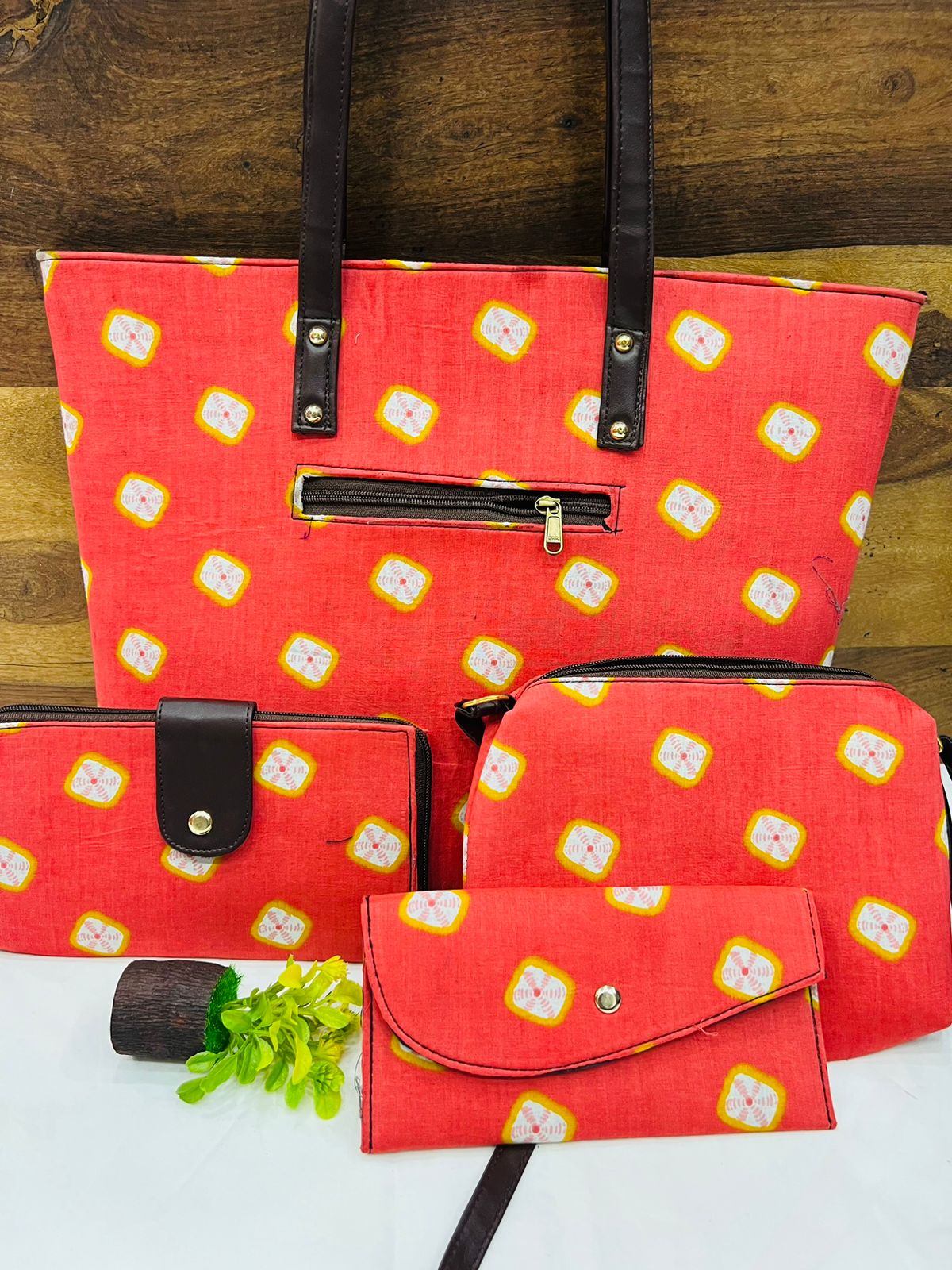 4 Piece printed fabric handbag combos