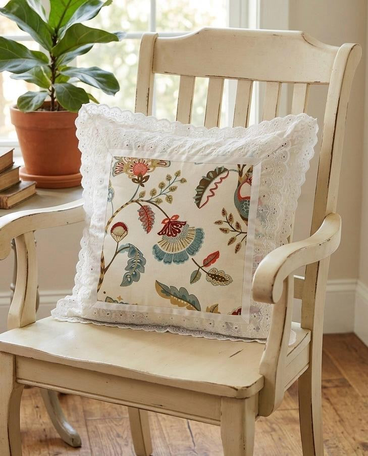 Pure cotton laced cushion covers - set of 2