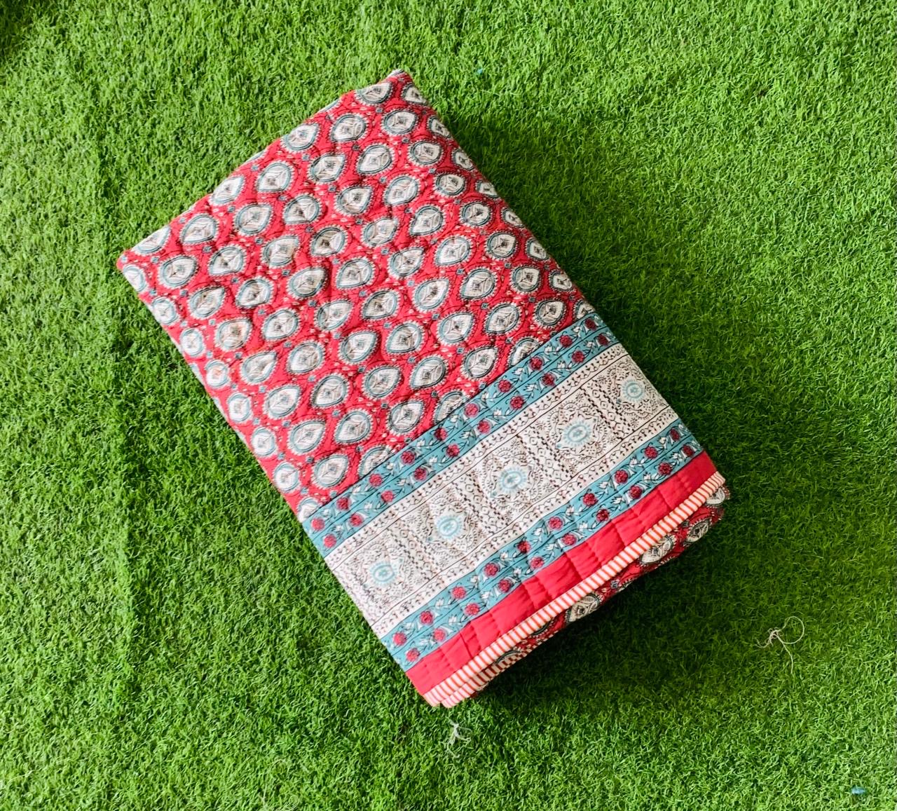 Pure cotton quilted single bedcover without pillow cover (60 x 90 inches)