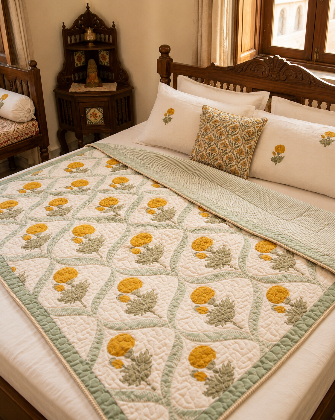 Pure mulmul cotton screen printed reversible double razai (90x108 inches)