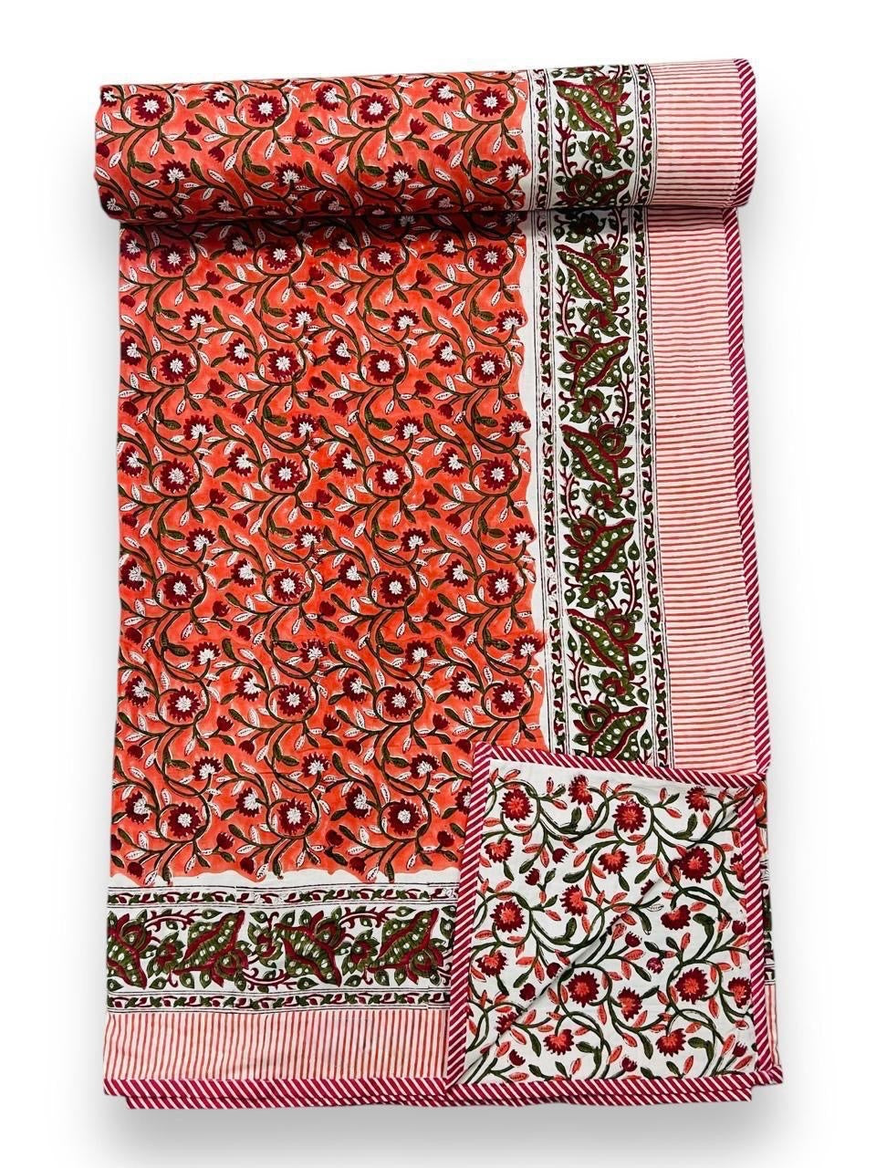 Handblock printed pure mulmul cotton all weather double dohars (90x108 inches)