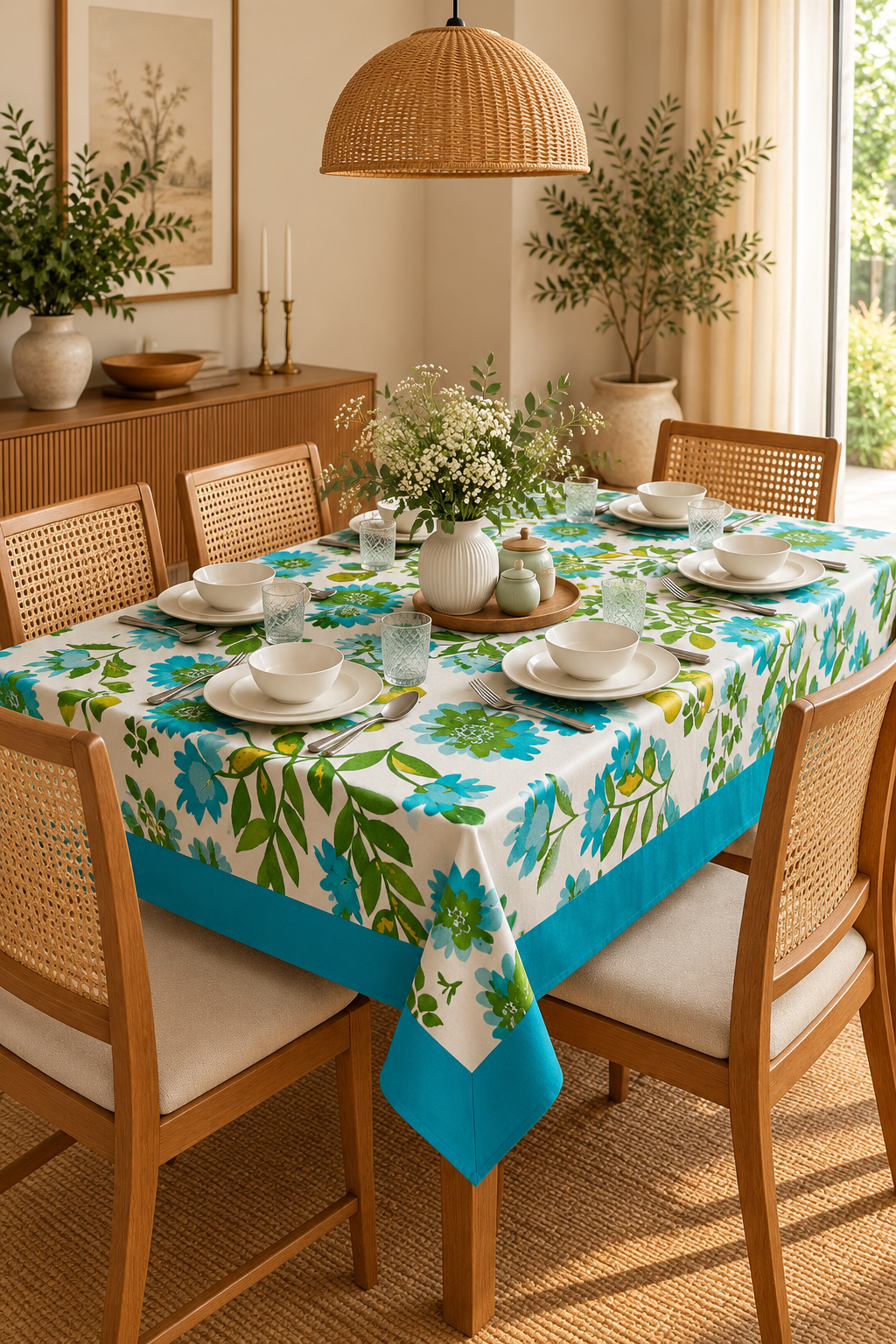 Pure casemate cotton 6 seater dining table cover (60x90 inches)