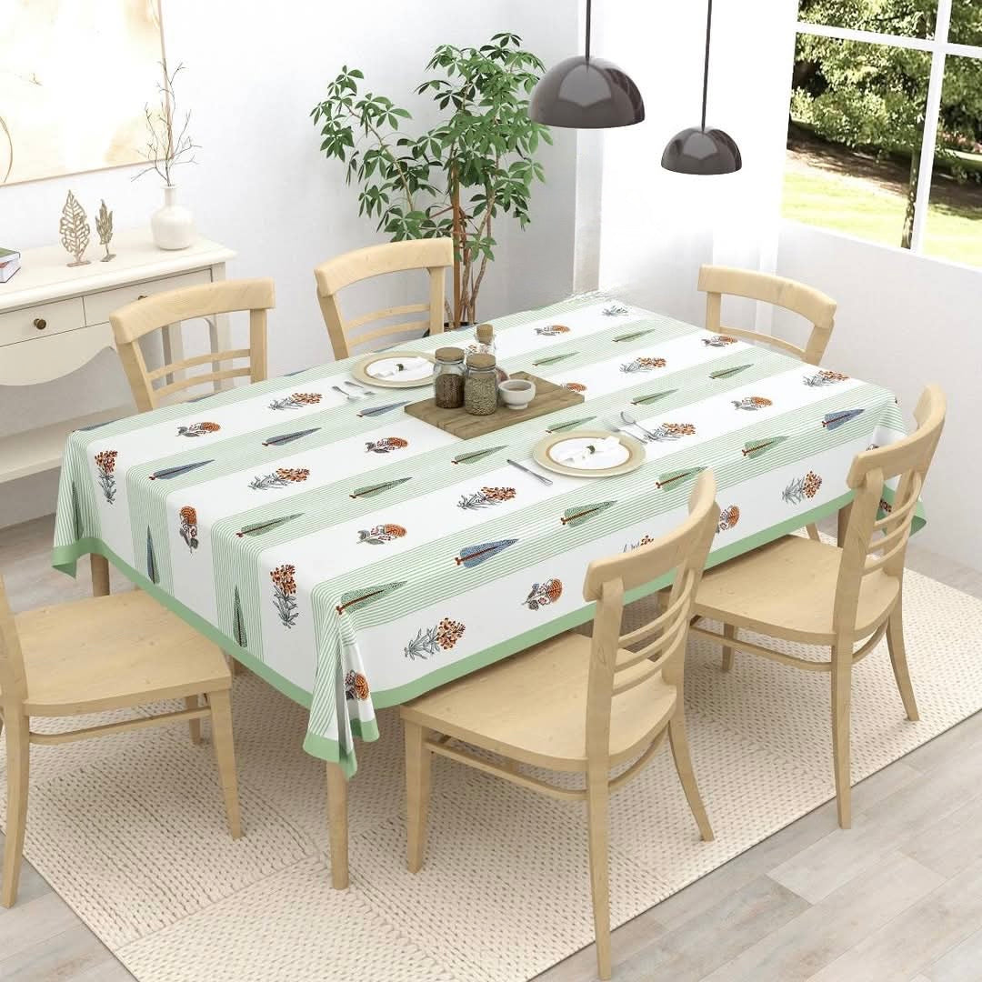 Pure cotton hand-block printed table covers for 4 and 6 seater dining tables (60x90 inches)
